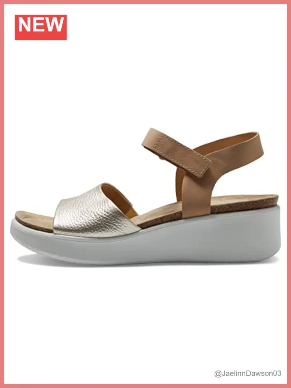 ECCO Flowt Wedge Cork Sandal Nubuck Leather Ankle Strap Women's Platform